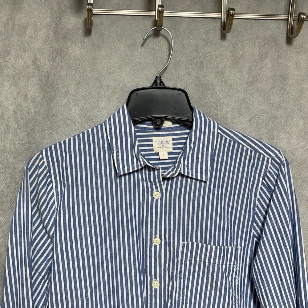 J Crew Shirt Women S Blouse Top Tunic Linen Cotton Boy Fit Half Placket Button
